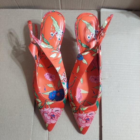 ALDO Women's US 10 Red Floral Print Slingback Stiletto Heels - Picture 7 of 9